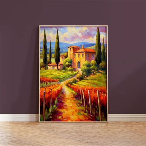 Tuscany Vineyard Wall Art Boho Contemporary Print Housewarming Gift ...