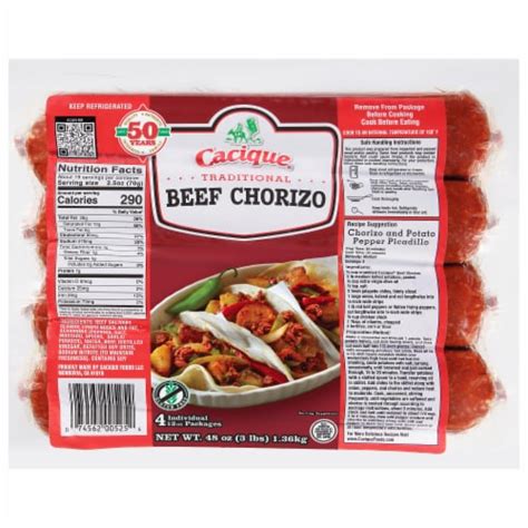 Cacique® Gluten Free Beef Chorizo Sausage 4 Ct 12 Oz Ralphs