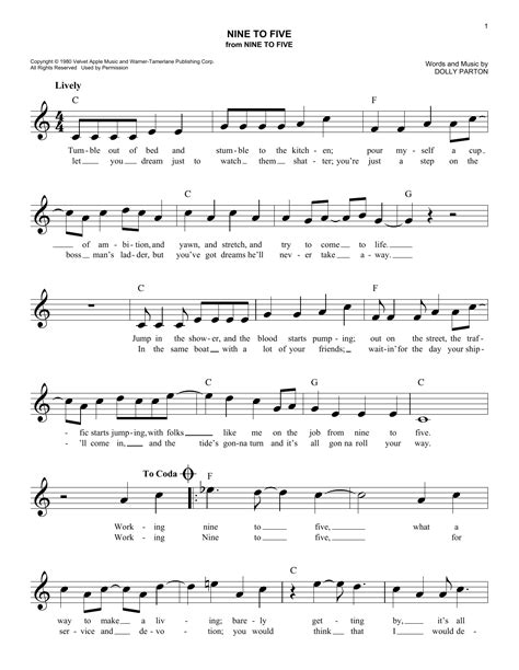 Dolly Parton - Nine To Five sheet music