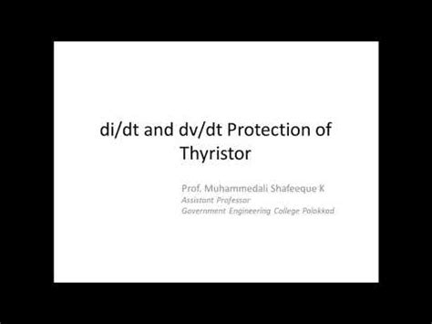 Di Dt And Dv Dt Protection Of Thyristor YouTube