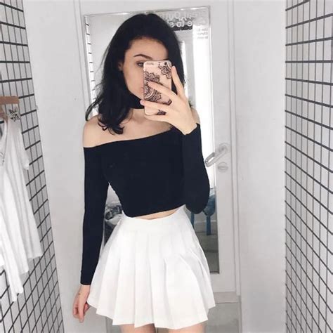 Women Skirt High Waist Plain Skater Flared Pleated Girls Vintage Black White Cute School ...