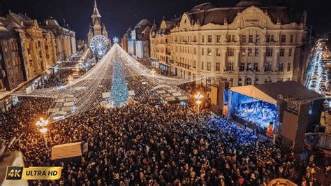 4k Timisoara Christmas Market Romania Joyful Festivities Lights In