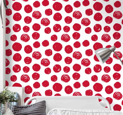 Papel Pared Infantil Gran Patr N De Lunares Rojos Tenvinilo