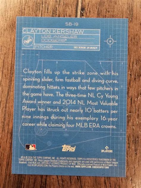 Topps Series Superstar Blueprint Sb Clayton Kershaw Los