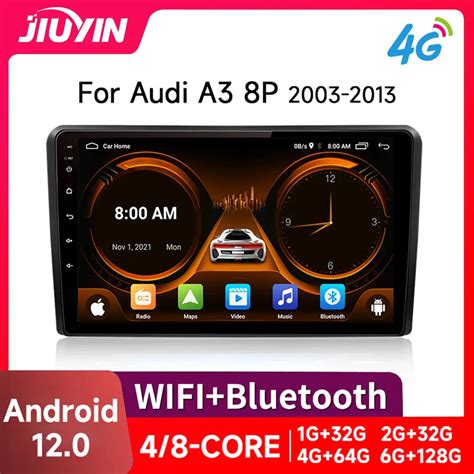 JIUYIN AI Voice Car Radio For Audi A3 8P 2003 2013 Wireless CarPlay