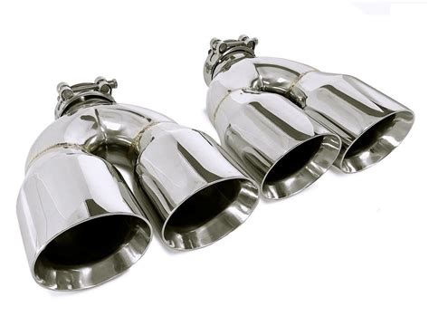 PAIR STAINLESS STEEL UNIVERSAL DUAL EXHAUST TIPS 3 5 Parts For Sale