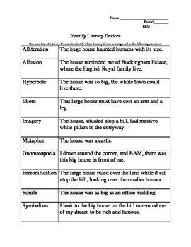 Literary Device Examples | Literary devices, Literary elements, Poetic ...