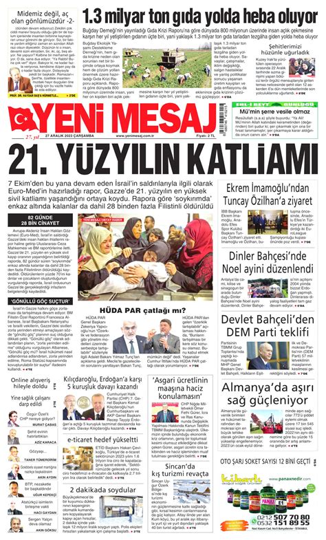 Yeni Mesaj Gazetesi Yeni Mesaj Man Et Oku Haberler Aral K