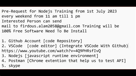 Free Nodejs Bootcamp Training St July Pre Request Software Need