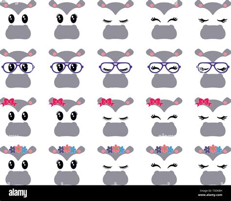 Collection of hippo faces Stock Vector Image & Art - Alamy