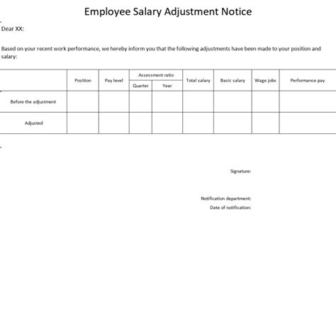 Excel Of Employee Salary Adjustment Notice Xls Wps Free Templates