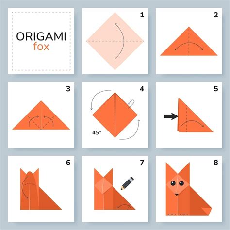 Tutorial De Esquema De Origami De Raposa Movendo Modelo Origami Para