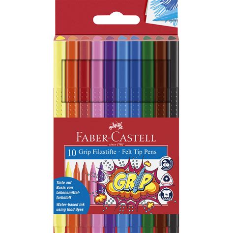 Faber Castell Grip Colour Fibre Tip Marker Pen Set Of 10 155310