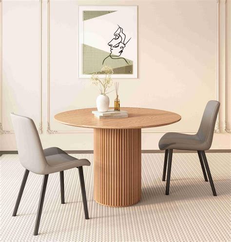 Round Dining Table Modern Wood Kitchen Table 48" Circular Tabletop for ...