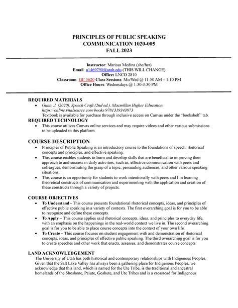 Comm 1020 005 Fall 2023 Syllabus Updated Principles Of Public