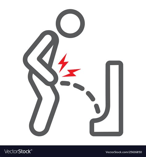 Urine Pain Line Icon Body And Painful Bladder Vector Image