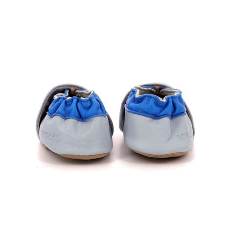 Chaussons Cuir Karate Panda Bleu Robeez La Redoute