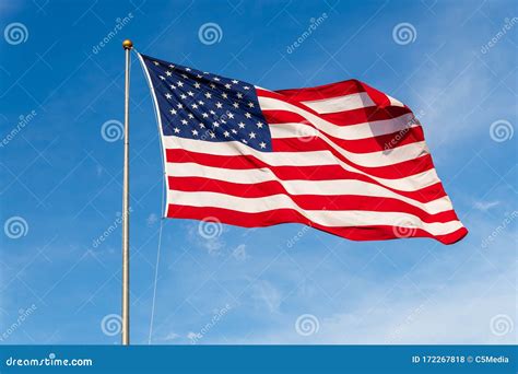 American Flag Waving In The Wind Stock Photo Image Of Fourth Flag