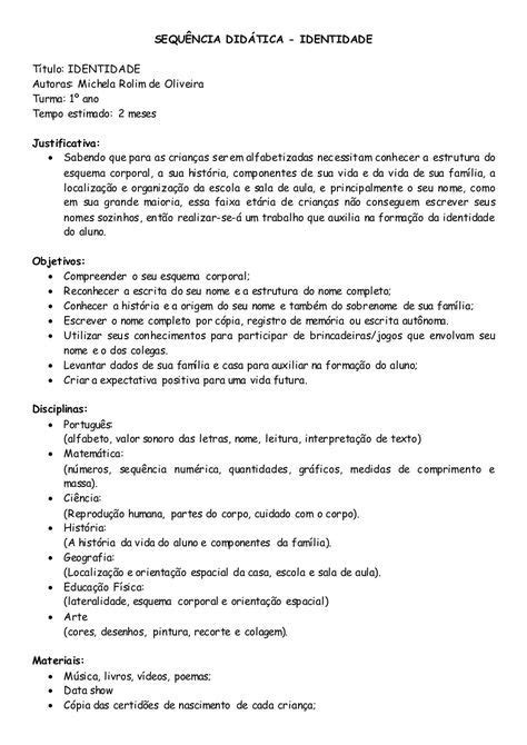 Exemplo De Sequencia Didatica Pronta Matematica Vários Exemplos