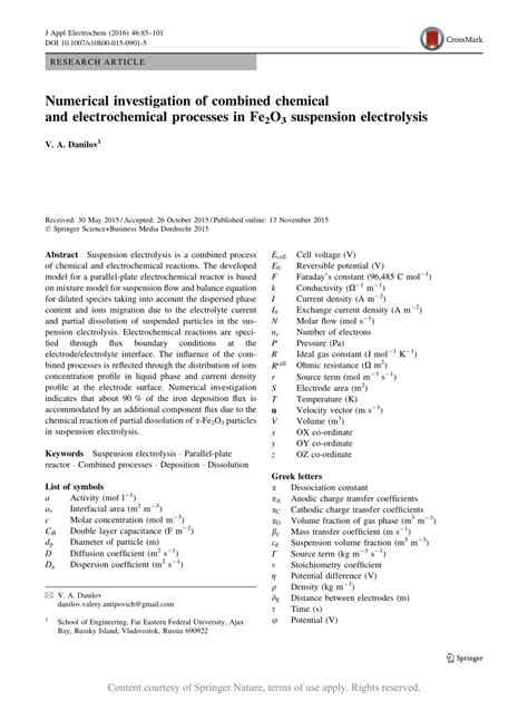 Numerical Investigation Of Combined Chemical And Electrochemical