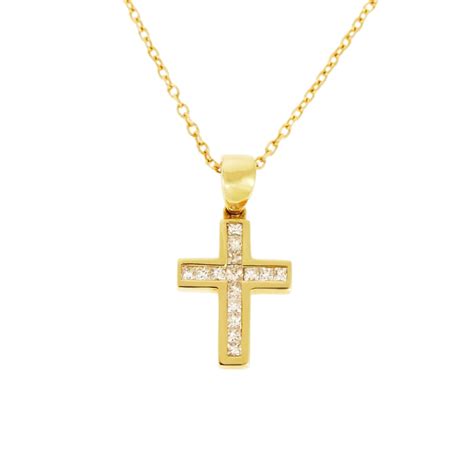 Gold & Diamond Cross & Chain - John Lyras Jewellery