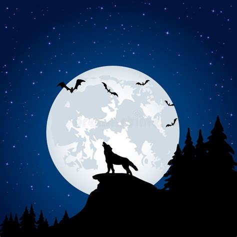 Wolf and moon stock vector. Illustration of moon, animal - 33347054