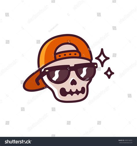 Cool Cartoon Skull Sunglasses Backwards Cap Stock Vector Royalty Free