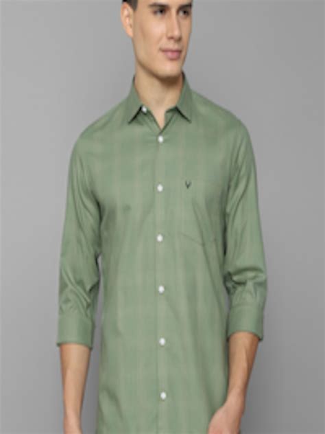 Buy Allen Solly Men Green Cotton Slim Fit Checked Casual Shirt Shirts