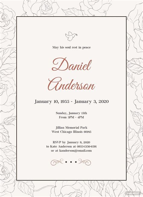 Editable Funeral Invitation Templates in Word to Download