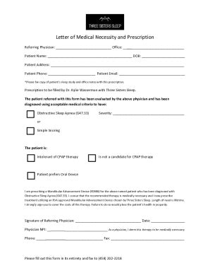 Fillable Online Letter Of Medical Necessity And Prescription Fax Email