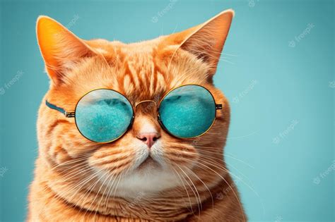 Premium Ai Image Close Up Portrait Of A Funny Ginger Cat Wearing