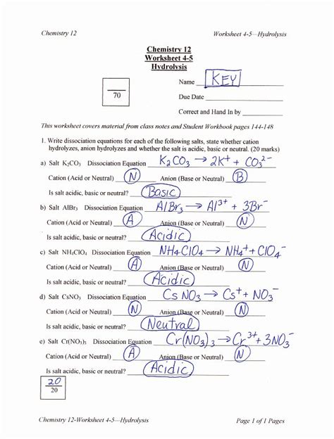 Worksheet With Solutions On Ph