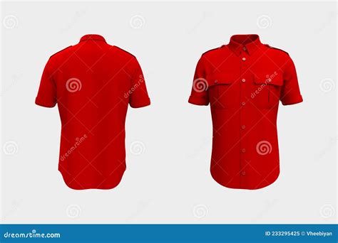 Men`s Short Sleeves Military Shirt Mockup Stock Illustration Illustration Of Body Color