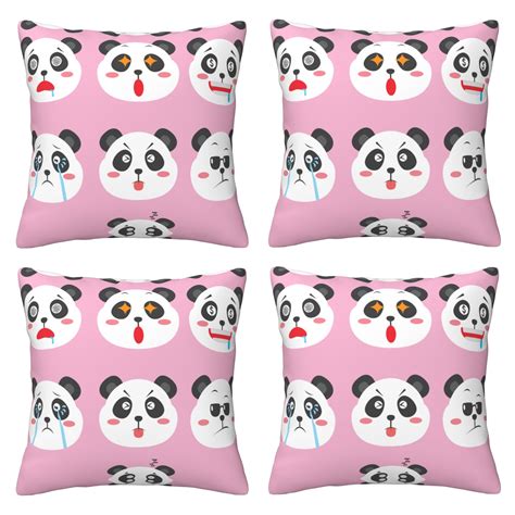 Home Throw Pillow Covers Two Sides Printed Facial-Expression Panda