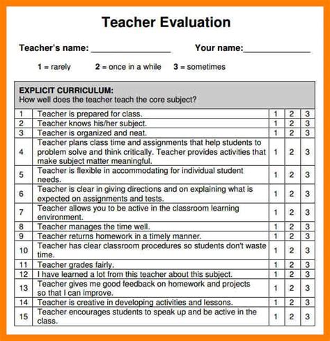 Free Printable Preschool Teacher Evaluation Forms Cynthia Stinsons