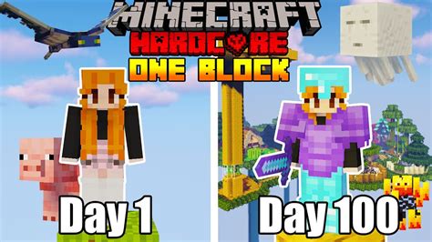 I Survived For 100 Days Of HARDCORE Minecraft In ONE BLOCK Skyblock