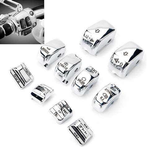 10Pcs Chrome Hand Control Switch Housing Button Covers Caps Set For