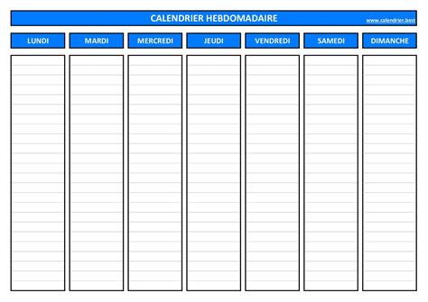 drapeau national allocation Décent calendrier hebdomadaire imprimer