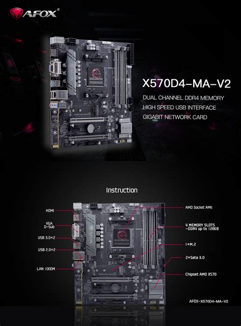 AFOX X570D4 MA V2 Socket AM4 AFOX