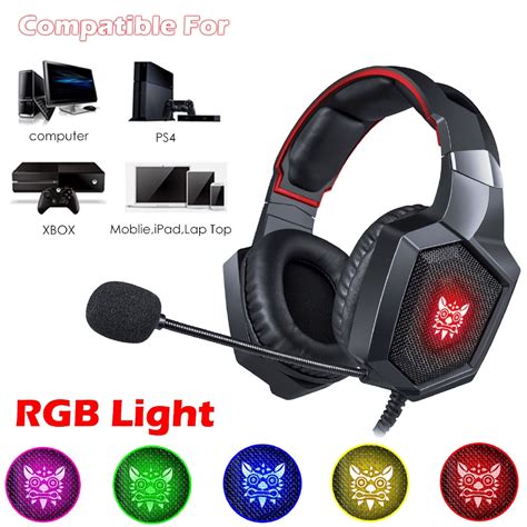 Original ONIKUMA K8 PS4 หฟงสำหรบเลนเกม LED Over Ear Headphones