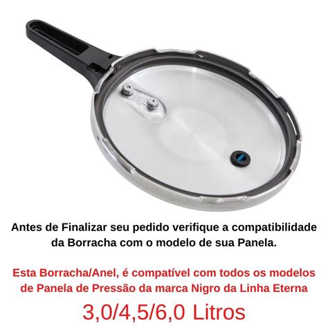 Borracha Silicone Panela Pressão 3L 4 5L 6L Eterna Nigro NIGRO