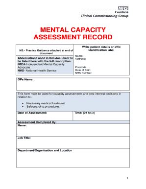 Mental Capacity Assessment Form Template Complete With Ease Airslate