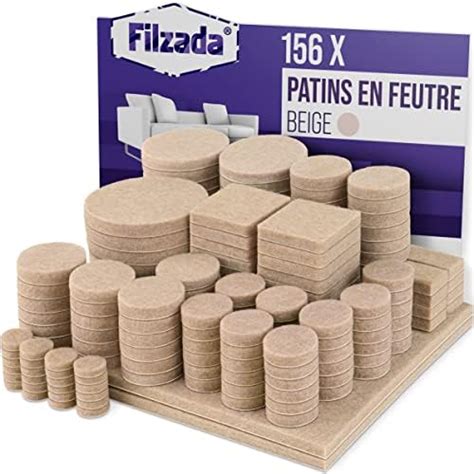 Filzada Patins pour Meubles Auto Adhésifs 156 Pièces Carrés et Ronds