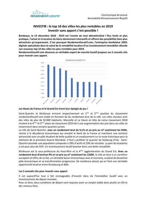 Pdf Investir Le Top Des Villes Les Plus Rentables En