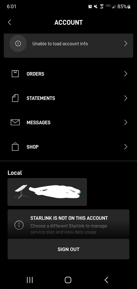 Account Info Gone After App Update : r/Starlink