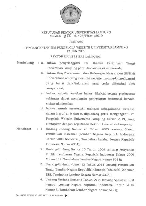 PDF Bphm Unila Ac Id KEPUTUSAN REKTOR UNIVERSITAS LAMPUNG NOMOR