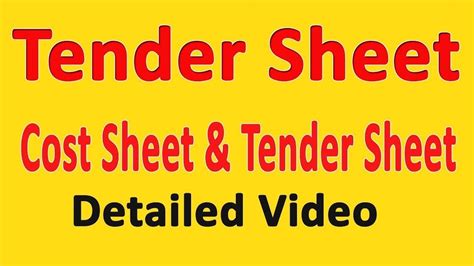 Class Cost Sheet And Tender Sheet Solution Neb Old Is