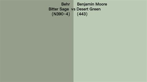 Behr Bitter Sage N Vs Benjamin Moore Desert Green Side By