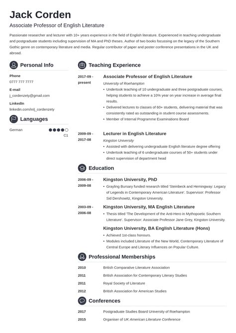 Research Cv Template Word