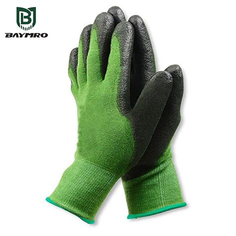 Green 13 Gauge Bamboo Fiber Palm Pu Coated Safety Work Labor Gloves